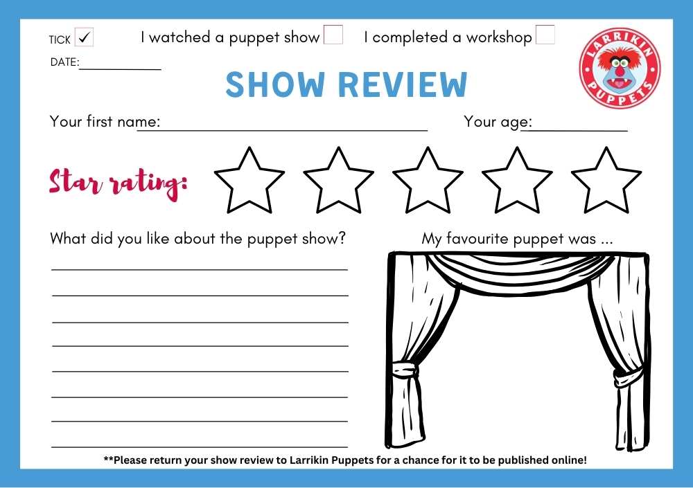 Theatre Show Review Activity Sheet
