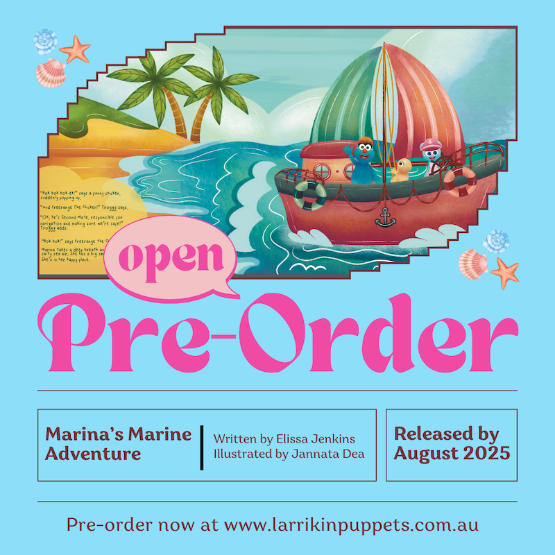 Marina's Marine Adventure. Written by Elissa Jenkins. Published by Larrikin Puppets. Preorder Now